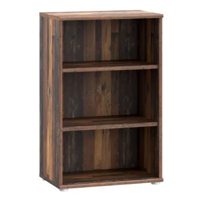Essential Low Narrow 2 Shelf Bookcase in Vintage Oak