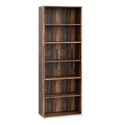 Essential Wide 5 Shelf Bookcase in Vintage Oak