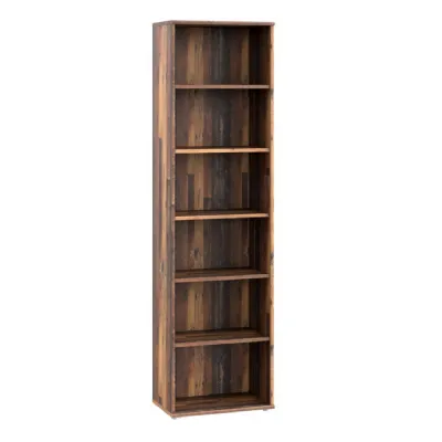 Essential Narrow 5 Shelf Bookcase in Vintage Oak