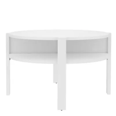 Tobago Round Coffee Table with Open Shelf in White