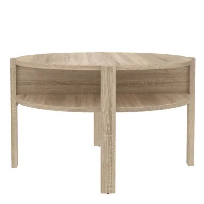 Tobago Round Coffee Table with Open Shelf in Sonoma Oak