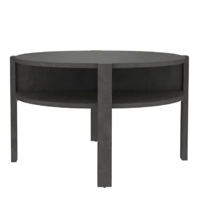 Tobago Round Coffee Table with Open Shelf in Optic Dark Grey