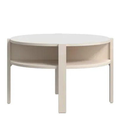 Tobago Round Coffee Table with Open Shelf in Sand