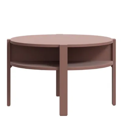 Tobago Round Coffee Table with Open Shelf in Terracotta
