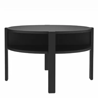 Tobago Round Coffee Table with Open Shelf in Black
