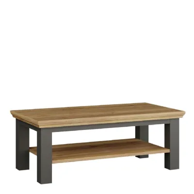Pontypool Large Rectangular Coffee Table with Shelf in Grey and Mauvella Oak
