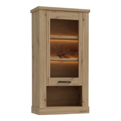 Corona 1 Door Wall Display Cabinet in Artisan Oak