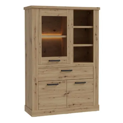 Corona 1 Door 1 Drawer 3 Shelve Display Cabinet in Artisan Oak