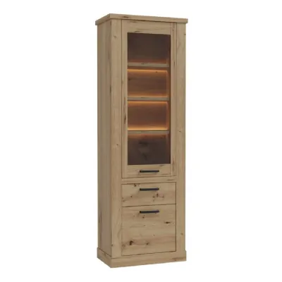 Corona 2 Door 1 Drawer 3 Shelve Narrow Display Cabinet in Artisan Oak