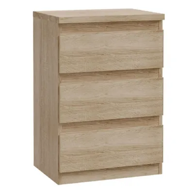 Edmore 3 Drawer Bedside Chest in Sonoma Oak