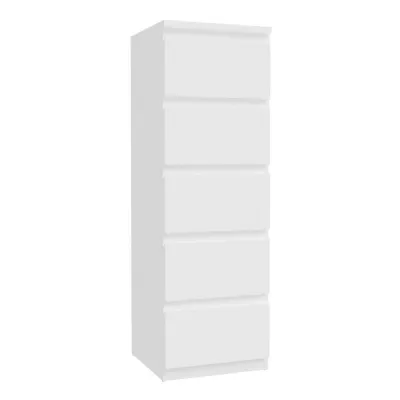 Edmore 5 Drawer Tall Narrow Chest in White