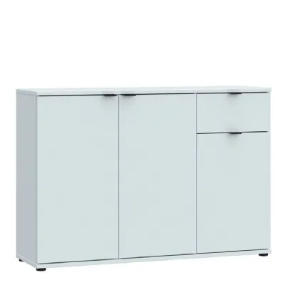 Ganymede Wide 3 Door Cupboard with Drawer in Light Grey
