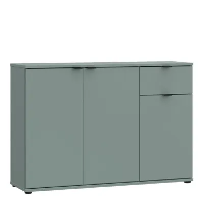 Ganymede Wide 3 Door Cupboard with Drawer in Sage Green