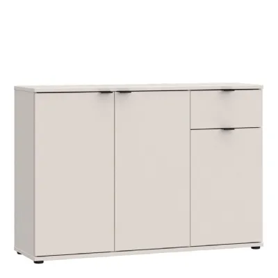 Ganymede Wide 3 Door Cupboard with Drawer in Sand