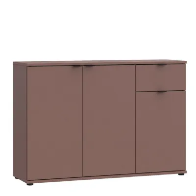 Ganymede Wide 3 Door Cupboard with Drawer in Terracotta