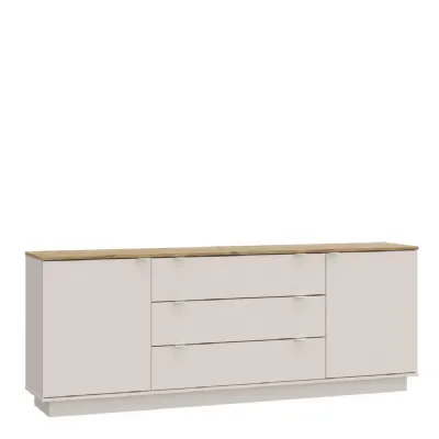 Ganymede Large Sideboard with 3 Drawers & 2 Doors in Mauvella Oak and Sand