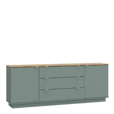 Ganymede Large Sideboard with 3 Drawers & 2 Doors in Mauvella Oak and Sage