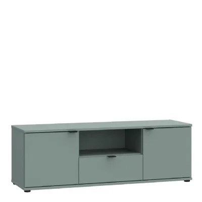 Ganymede Wide TV Unit with Open Shelf & 2 Doors in Sage Green
