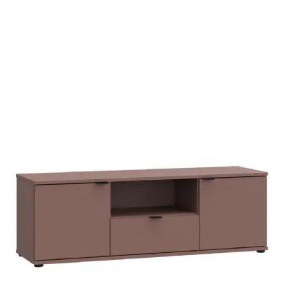 Ganymede Wide TV Unit with Open Shelf, Drawer & 2 Doors in Terracotta