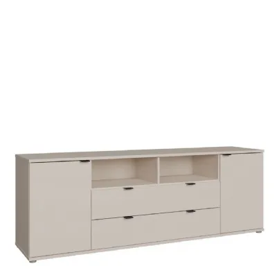 Ganymede Wide TV Unit with Open Shelving, 2 Drawers & 2 Doors in Sand