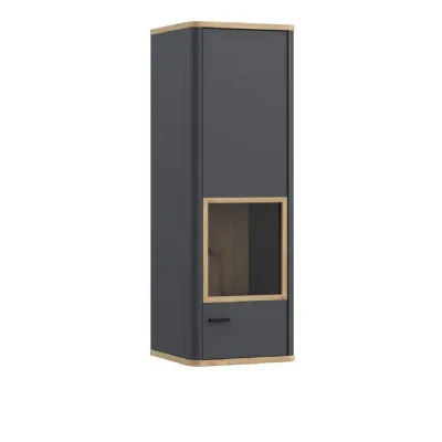 Klara Display Cabinet with 1 Glass Door in Grey and Oak