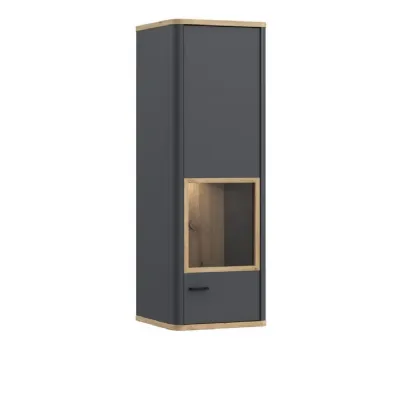 Klara Display Cabinet with 1 Glass Door in Grey and Oak inc LED Lighting