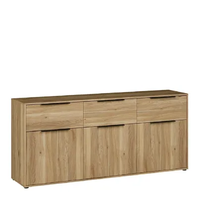 Orkney 3 Drawer Sideboard with 3 Doors in Mauvella Oak