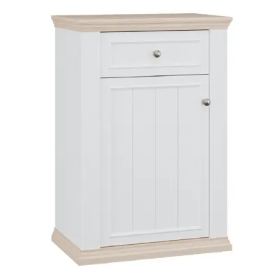 Pontypool Shoe Cabinet with Drawer in White and Riva Oak