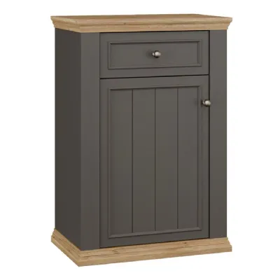 Pontypool Shoe Cabinet with Drawer in Grey and Mauvella Oak