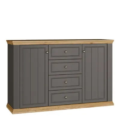 Pontypool 4 Drawer & 2Door Sideboard in Grey and Mauvella Oak