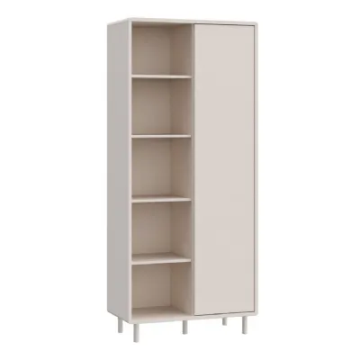 Playly Tall Storage Cabinet with Door Open Shelving in Sand