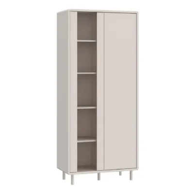 Playly Tall Storage Cabinet with Door and Concealed Open Shelving in Sand