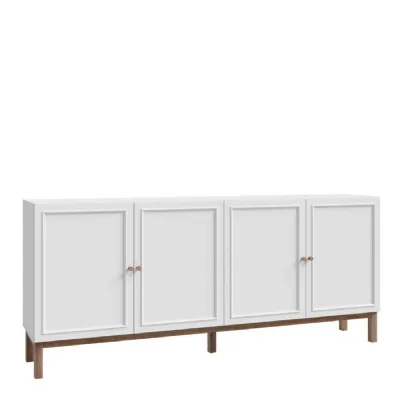 Wensley 4 Door 1 Drawer Sideboard in Light Grey and Oak