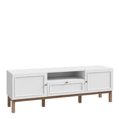 Wensley 2 Door 1 Drawer TV Unit in Light Grey and Oak