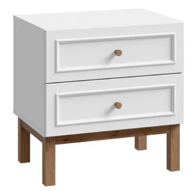 Wensley 2 Drawer Bedside Chest in Light Grey and Oak