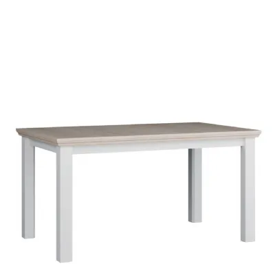 Pontypool Rectangular Dining Table 150x90cm in White and Riva Oak