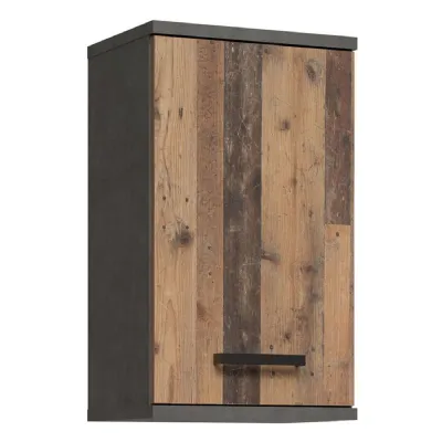 Veris Small Hanging Cupboard with 1 Door in Walnut and Dark Grey