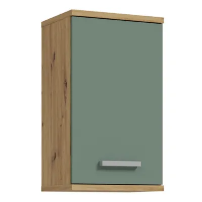 Veris Small Hanging Cupboard with 1 Door in Artisan Oak and Sage Green