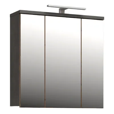 Veris 3 Door Mirrored Bathroom Cabinet with Integrated LED Lighting Walnut And Dark Grey
