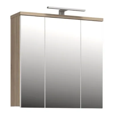 Veris 3 Door Mirrored Bathroom Cabinet with Integrated LED Lighting Sonoma Oak And White Gloss