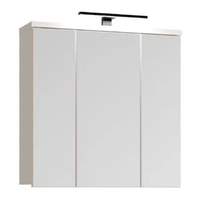 Veris 3 Door Mirrored Bathroom Cabinet with Integrated LED Lighting in Sand