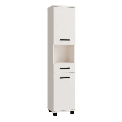 Veris Tall Narrow Bathroom Cupboard with 2 Doors & 1 Drawer in Sand