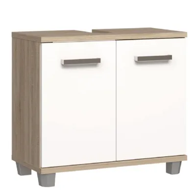 Veris Under Sink Vanity Unit with 2 Doors in Sonoma Oak and White High Gloss