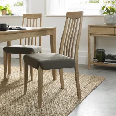 Oak Black Gold Fabric Slat Back Dining Chair