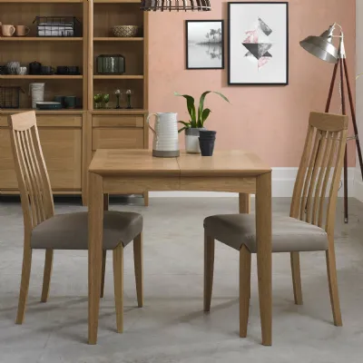 Small 80cm Square Oak Extending Dining Table