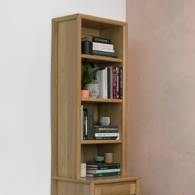 Oak Wood Narrow Shelving Unit