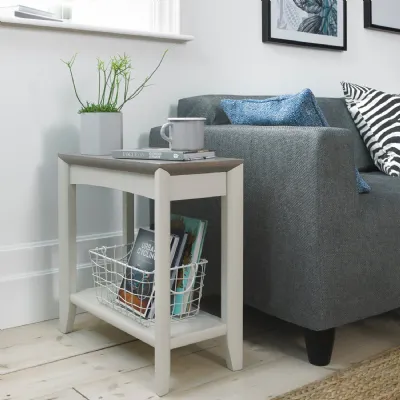 Grey Painted Oak Top Side Lamp Table