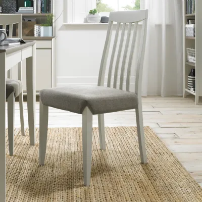 Grey Painted Slat Back Dining Chair Grey Seat Pad