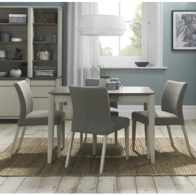 Washed Oak Dining Table Set 4 Grey Washed Chairs in Fabric