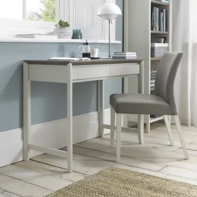 Grey Washed Oak Grey Painted 2 Drawer Writing Desk